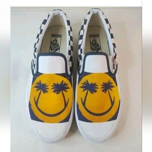 Vans Customs Check Smiley Face Cali Good Life Sun Palm Slip On Skate Shoes Men 9